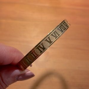 Greek ROMAN NUMERALS BANGLE  BRACELET 14KGOLD PLATED